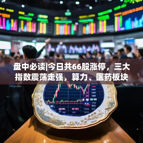 盘中必读|今日共66股涨停，三大指数震荡走强，算力、医药板块集体大涨